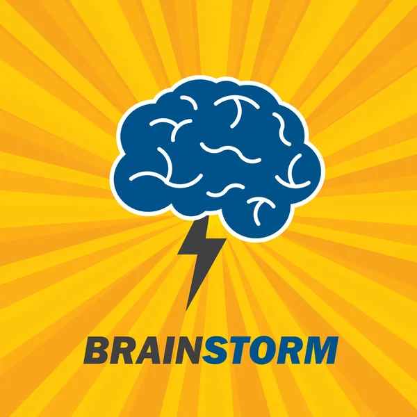 Идея мозгового штурма креативный мозг и молния . — стоковый вектор