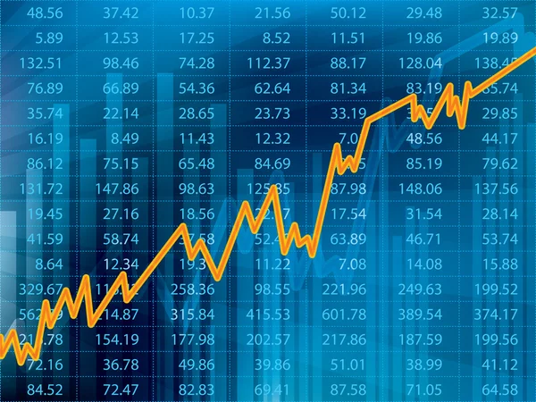 Gráfico de negócios com seta mostrando lucros e ganhos na bolsa de valores — Vetor de Stock