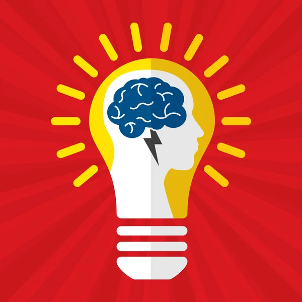 Brainstorm idee creatieve brein en bliksem. — Stockvector