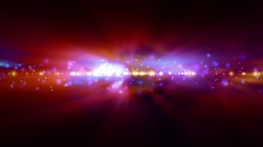 Arka plan bulanık parlak mavi ve kırmızı ışıklar ile