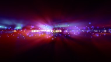 Arka plan bulanık parlak mavi ve kırmızı ışıklar ile