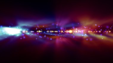 Arka plan bulanık parlak mavi ve kırmızı ışıklar ile