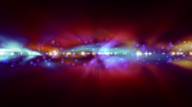 Arka plan bulanık parlak mavi ve kırmızı ışıklar ile