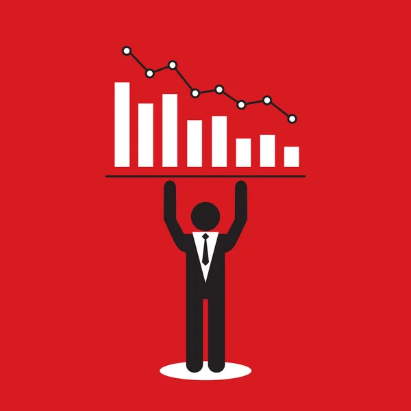 Ícone de empresário e gráfico de perda — Vetor de Stock