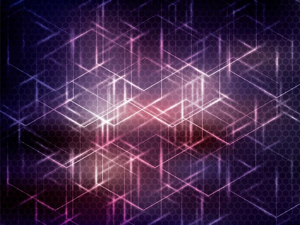 Sechseck abstrakte Wissenschaft Technologie lila Hintergrund. — Stockvektor