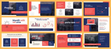Vektör tasarımında iş sunum şablonları ve bilgi grafikleri. Powerpopint sunum şablonu.