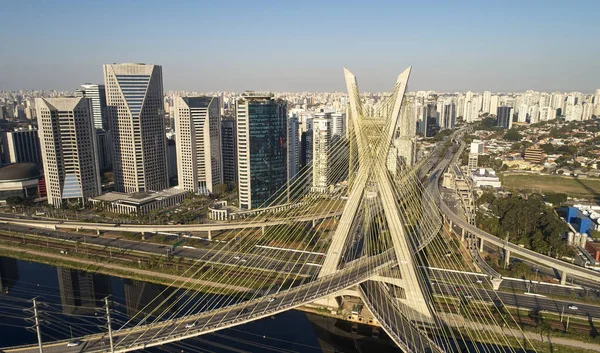 Ponte Estaiada Ponte Estaiada Sobre Rio Pinheiros Pinheiros Marginais Cidade — Fotografia de Stock