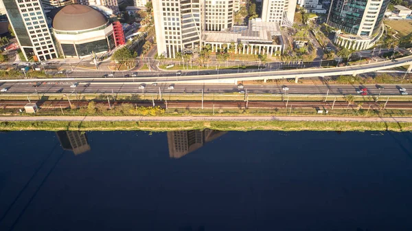 Aerial View Marginal Pinheiros Expressway Pinheiros River Sao Paulo City — Stock Photo, Image