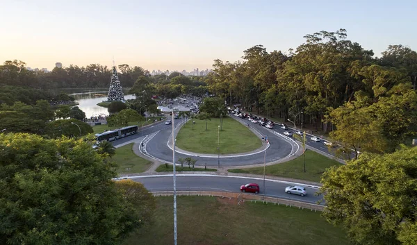 Aerial View Sao Paulo City Traditional Christmas Tree Ibirapuera Park — Stock Photo, Image