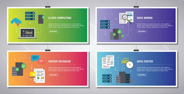 Modèle Bannières Web Vecteur Avec Des Icônes Cloud Computing Data — Image vectorielle