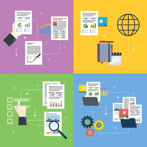 Business Paperwork Management Report Organization Icons Concepts Business Paperwork Management — Stock Vector