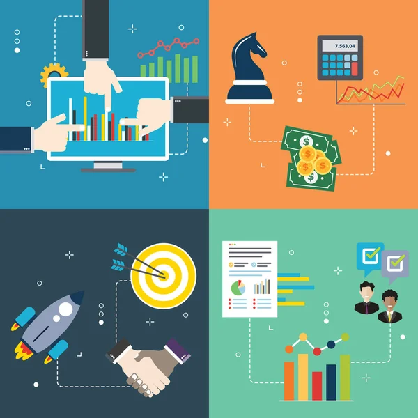 Erfolg Geschäft Ertrag Start Und Strategie Ikonen Konzepte Des Erfolgsgeschäfts — Stockvektor