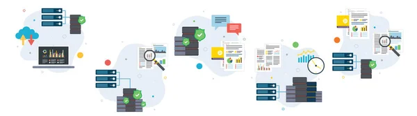 Cloud Computing Minería Servidor Base Datos Iconos Datos Conceptos Computación — Archivo Imágenes Vectoriales