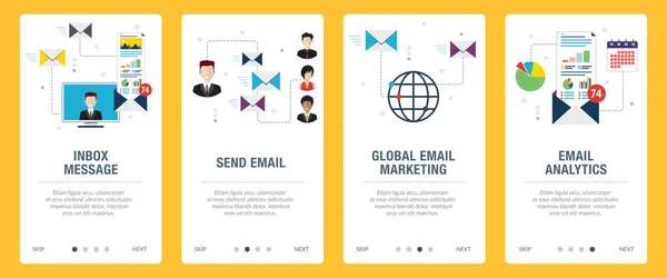 Mail Marketing Communication Notification Icônes Informatiques Marketing Concepts Message Boîte — Image vectorielle