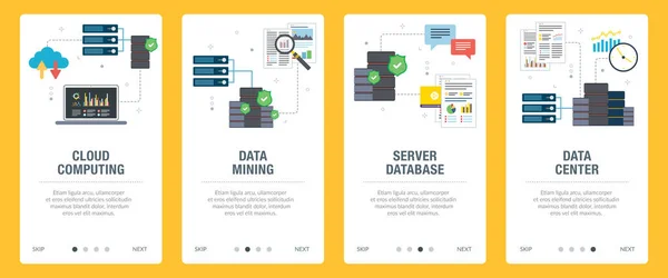 Cloud Computing Minería Servidor Base Datos Iconos Datos Conceptos Computación — Vector de stock