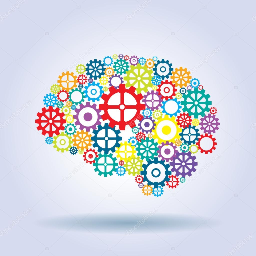 human brain with gears