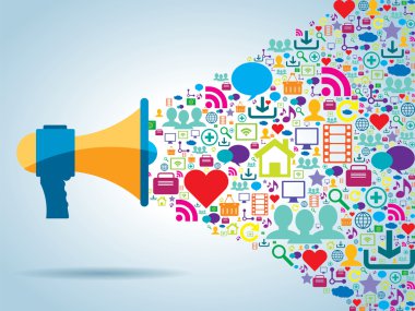 communication and promotion in social media  clipart