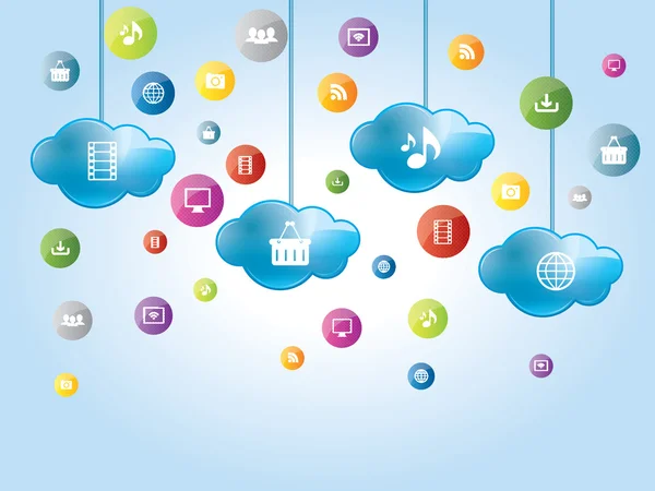 Cloud computing e social media — Vettoriale Stock