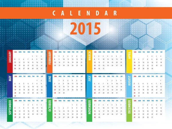 Calendar 2015 futuristic technology — Stock Vector