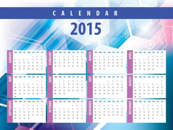 Calendario 2015 tecnología futurista — Archivo Imágenes Vectoriales