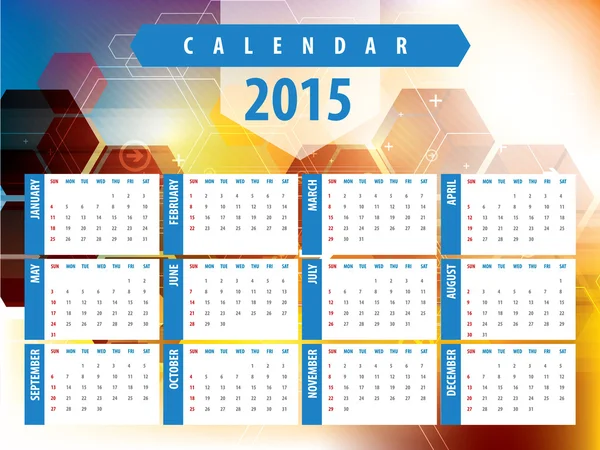 Calendar 2015 futuristic technology — Stock Vector
