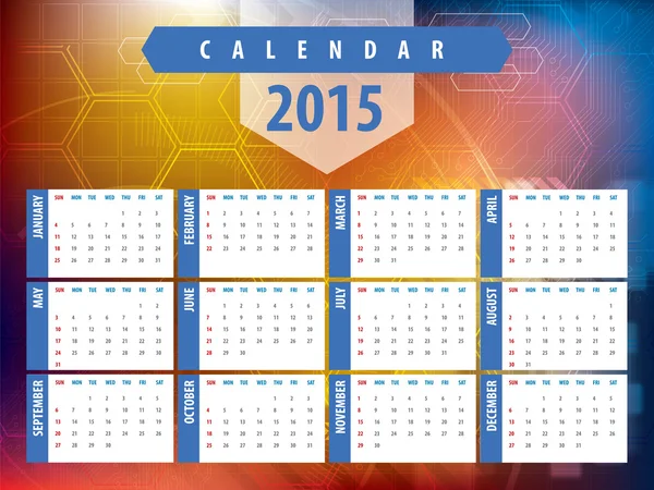 Calendario 2015 tecnología futurista — Archivo Imágenes Vectoriales