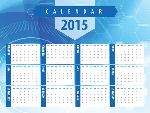 Calendario 2015 tecnología futurista — Archivo Imágenes Vectoriales