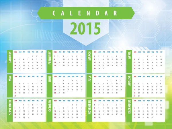 Calendario 2015 tecnología futurista — Archivo Imágenes Vectoriales