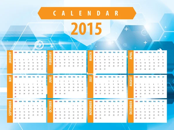 Calendar 2015 futuristic technology — Stock Vector