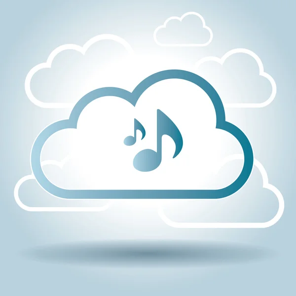 Simbolo musicale design cloud broadcast — Vettoriale Stock