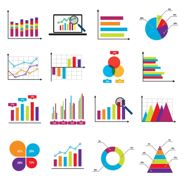 Diagrammes et graphiques du marché des données commerciales — Image vectorielle