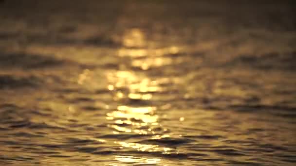 Acqua ondulata del mare da vicino durante il tramonto. Vacanza e concetto di viaggio — Video Stock