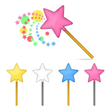 Çok renkli sihirli asaları.