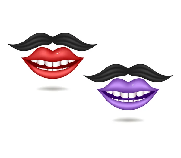 Paarse en rode lippen — Stockvector