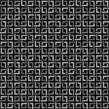 Koyu, pürüzsüz bir süs. Siyah ve gri renkler kullanıldı. Süs, iç içe geçmiş karelerden oluşur.. 