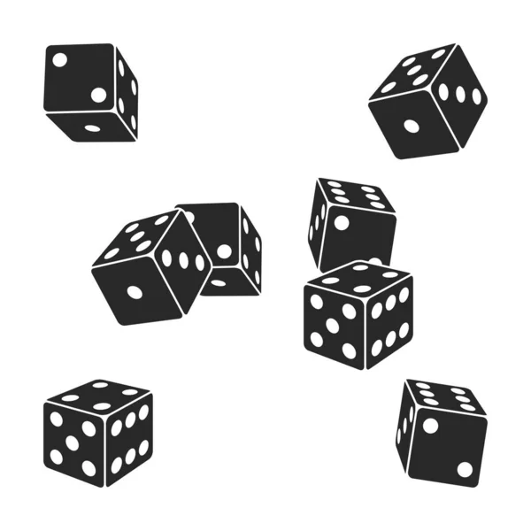 Fekete Kockajáték Készlet Fehér Alapon — Stock Vector
