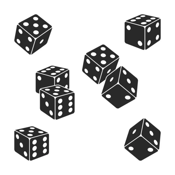 Black Dice Set White Background Vector Graphics