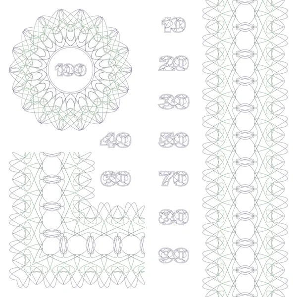 Decorative rosette, border and numbers — Stock Vector