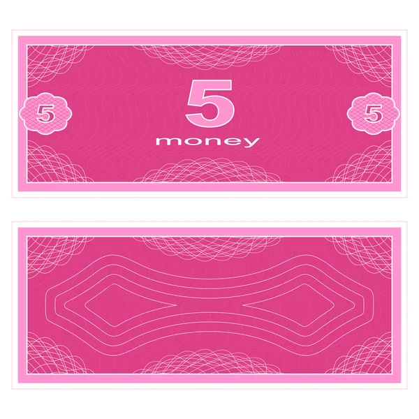 Play money. Five — Stock Vector