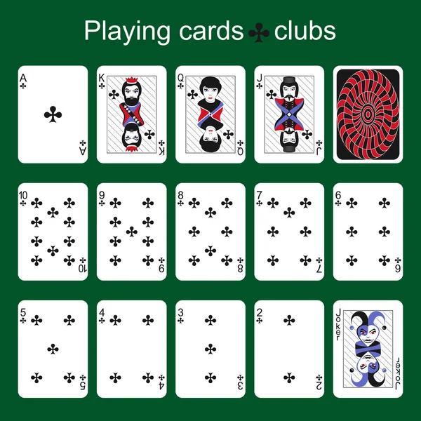 Playing cards. Clubs — Stock Vector