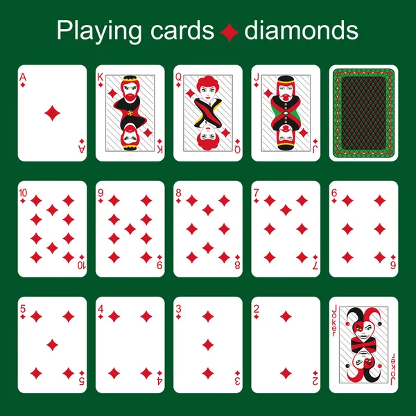 Speelkaarten. Diamanten — Stockvector