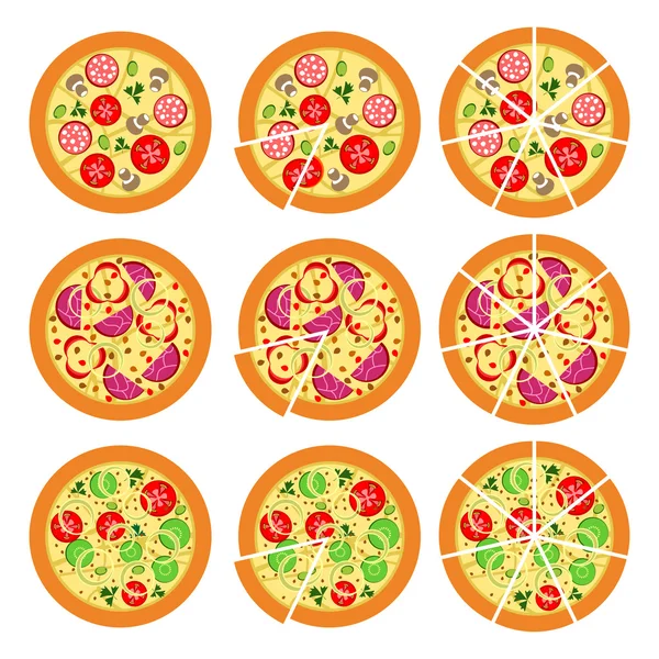 Set van pizza — Stockvector