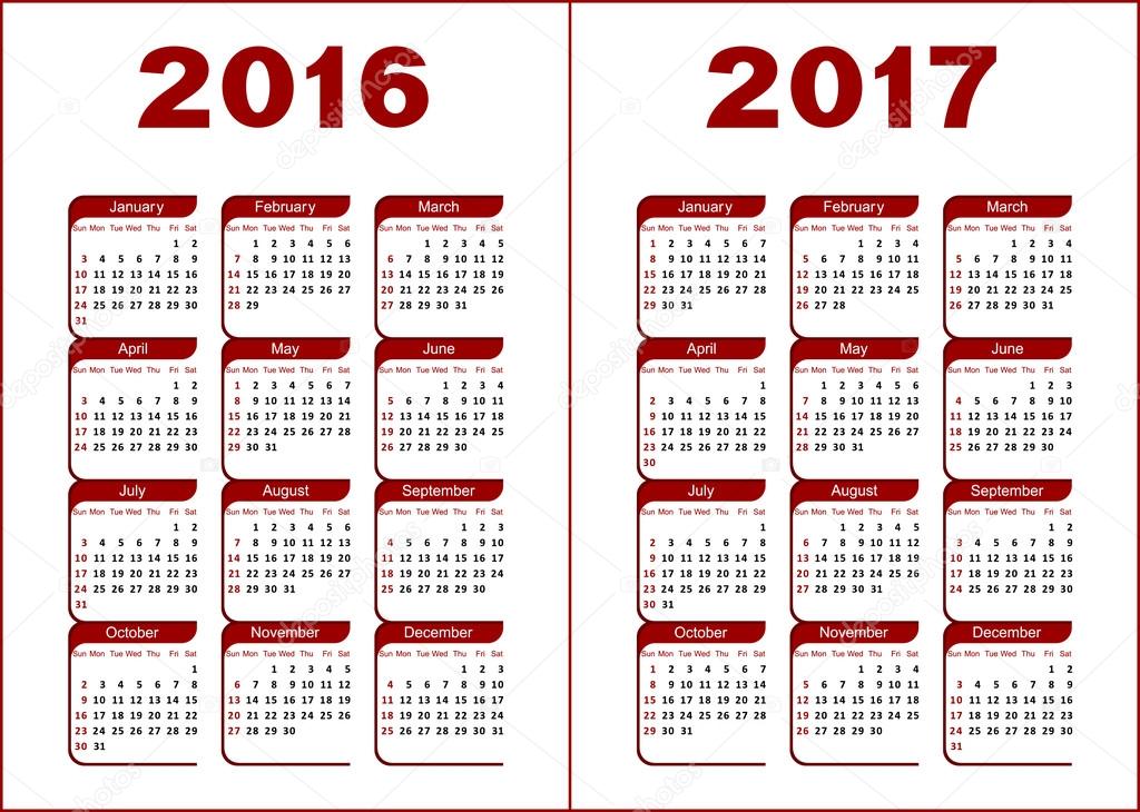 Calendar 16 17 Vector Grafico Vectorial Imagenes De Calendar 16 17 Vectoriales De Stock Depositphotos