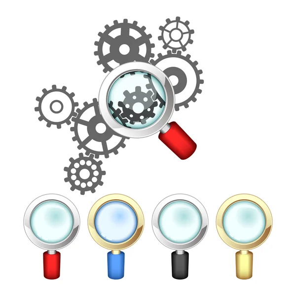 Aantal vergrootglazen en mechanisme — Stockvector