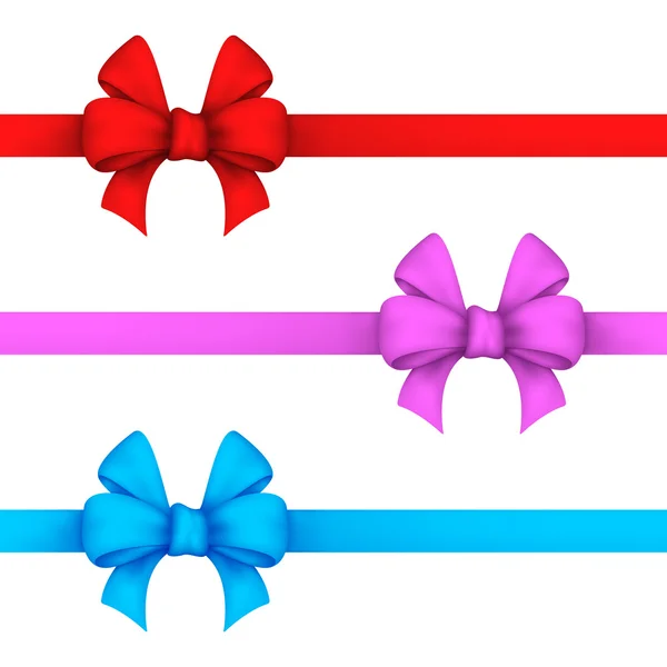 Red, pink and blue gift bows — Stock Vector