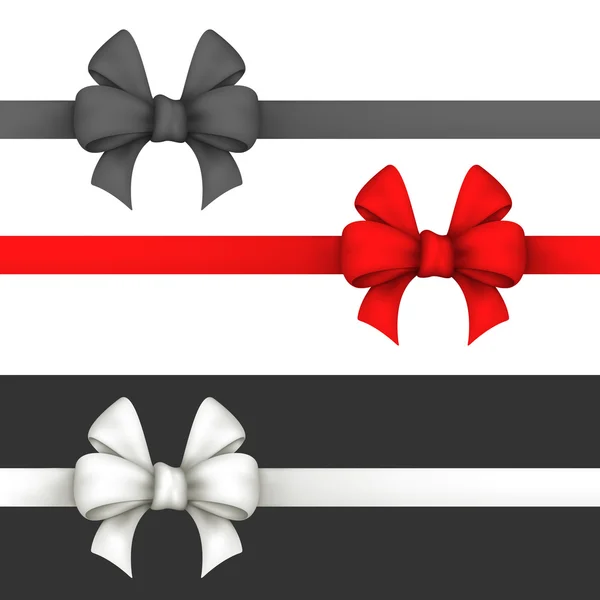 黒、赤と白のギフト弓. — ストックベクタ