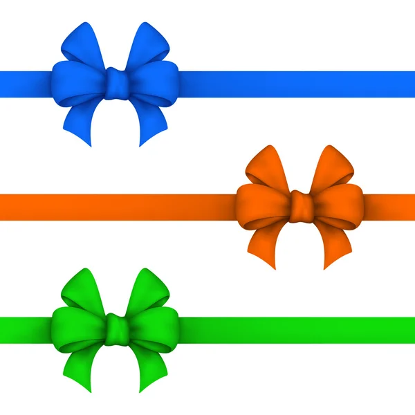 Синий, оранжевый и зеленый подарочный лук — стоковый вектор