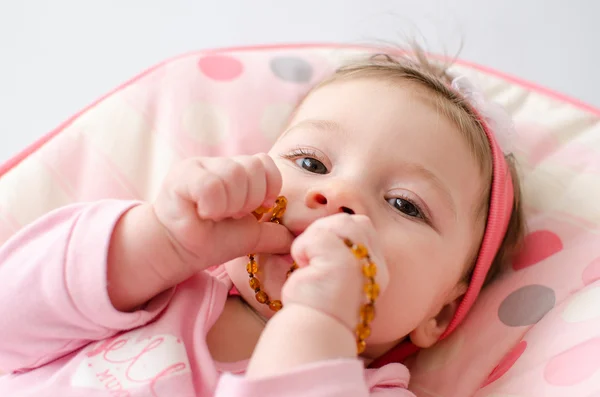 Dentição bebê menina — Fotografia de Stock