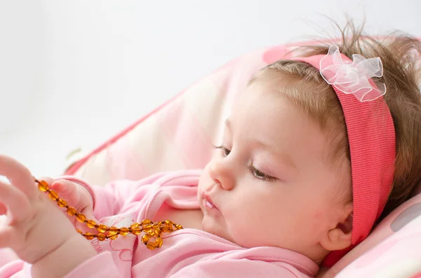 Teething baby girl — Stock Photo, Image