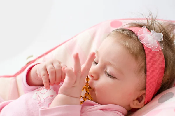 Dentição bebê menina — Fotografia de Stock